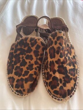 Picon Leopard Print Espadrille Slingback Flats - pony hair